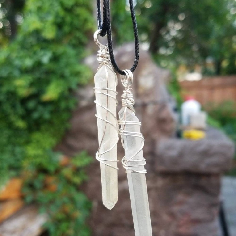 SOLD!! Singing Quartz Wrapped Crystal Necklace